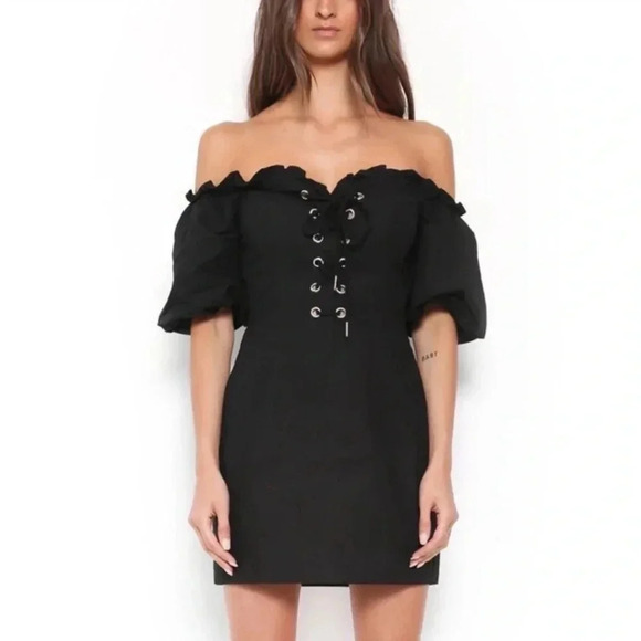 I. Am. Gia.  Black Lace Up Mini dress size L - Picture 3 of 4